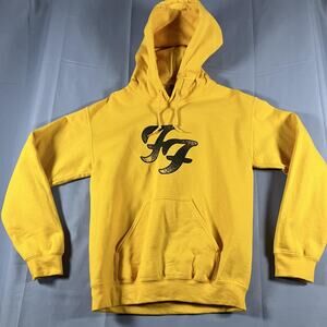 Foo Fighters Hoodie Mens Small Yellow 2021 Tour Pullover Gildan Heavy Blend Band
